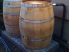 wine barrels converted to rain barrel system